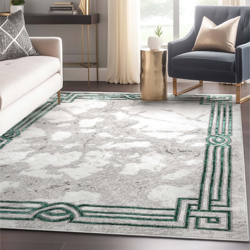 Well Woven Fairmont Huntington Retro Mosaic Marble Pattern Area Rug