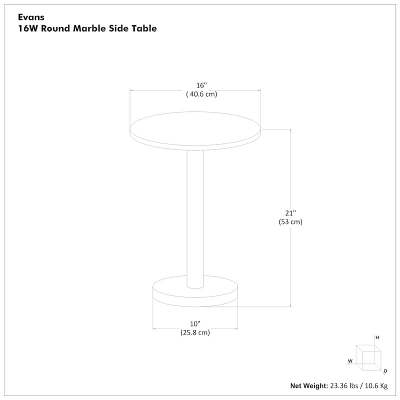 WYNDENHALL Ryan 16" Wide Modern Side Table in Genuine Marble and Iron - 15.7" d x 15.7" w x 21" h