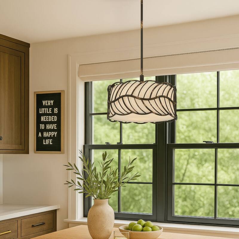 Wry Lighting Simbolo 3-light Pendant in Antique Black Iron