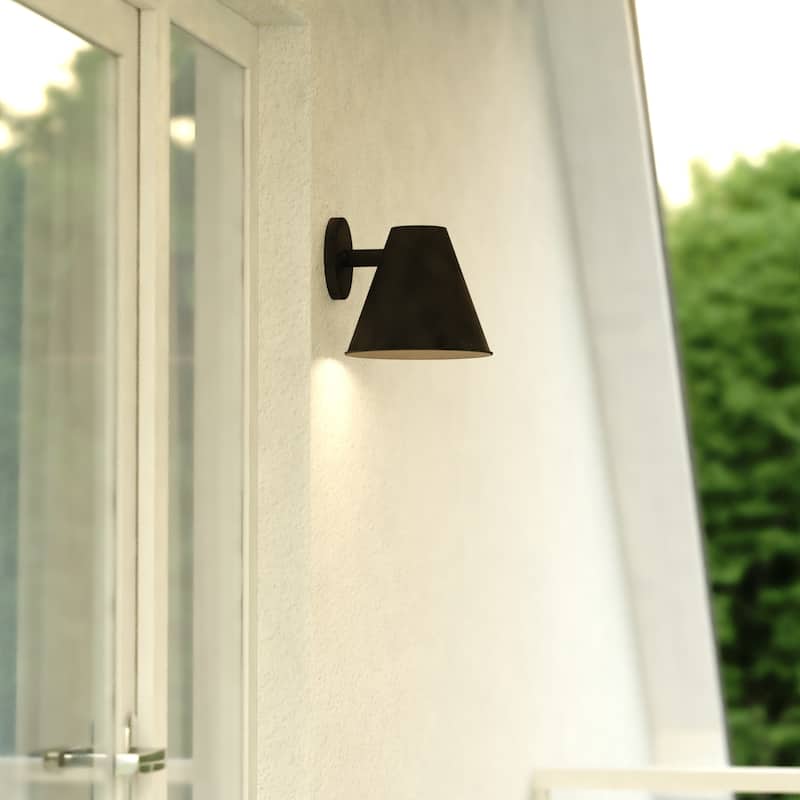 Smith 1 Light Metal Cone Outdoor Wall Lantern - 8.5-in W x 8-in H x 9.25-in D