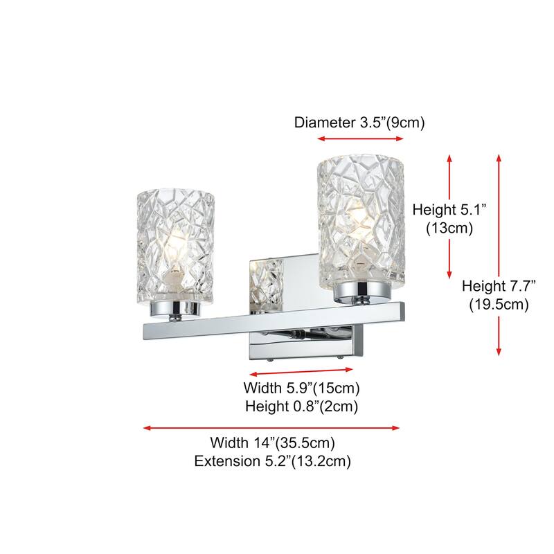 Elegant Lighting LD7026W14 Cassie 2 Light 14" Wide Vanity Light