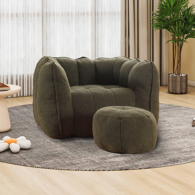 Lazy Bean Bag Couch Chairs for Adults with Ottoman