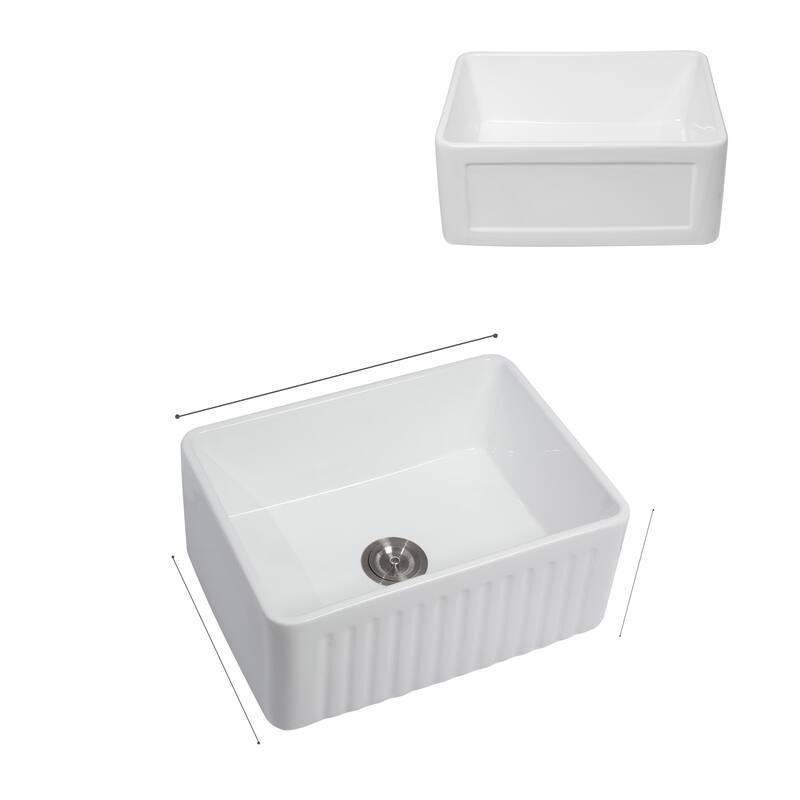 White Farmhouse Single Bowl Ceramic Kitchen Sink