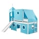 preview thumbnail 16 of 18, Twin Size Loft Bed with Slide Pink Tent, Wooden Bed with Tower, Playhouse Inspired, Spacious Under Bed Space, Pink