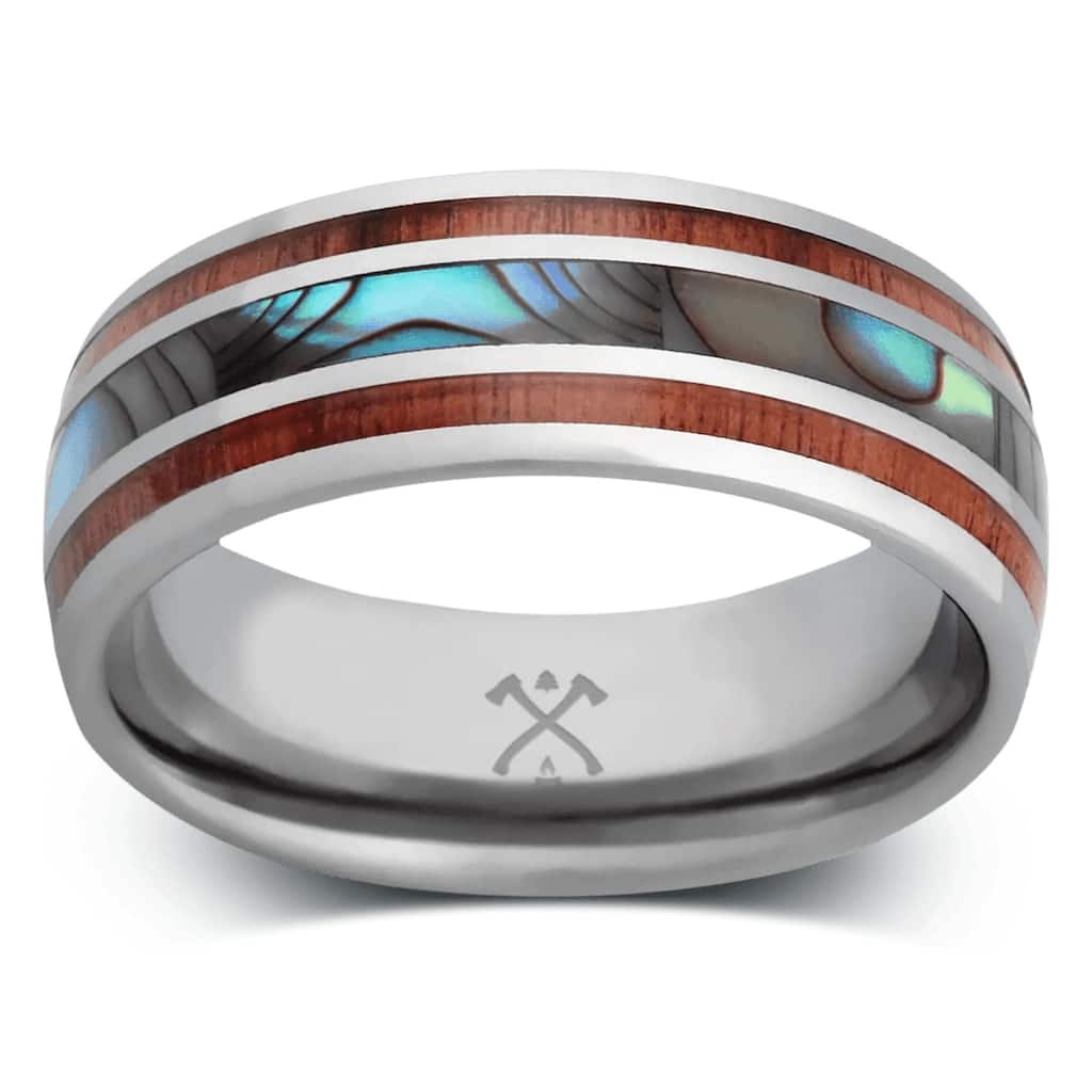 Manly Bands THE ANGLER Tungsten with Inlay 8mm Polished Band