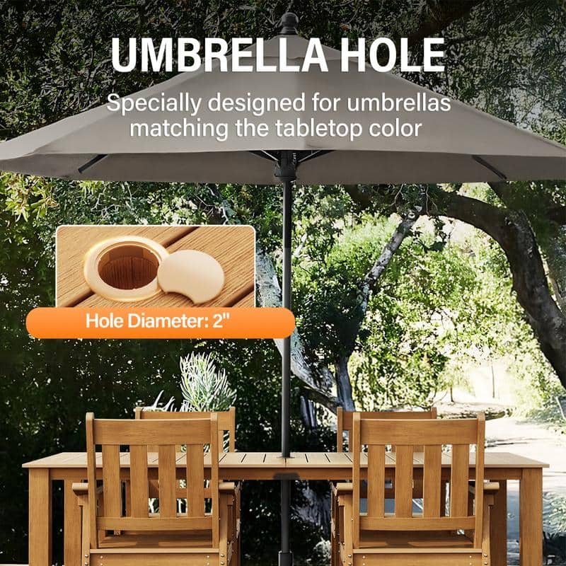 WINSOON 7-Piece HIPS All Weather Outdoor Patio Dining Sets with Umbrella Hole& Aluminum Frame,1-Table 6-Chairs