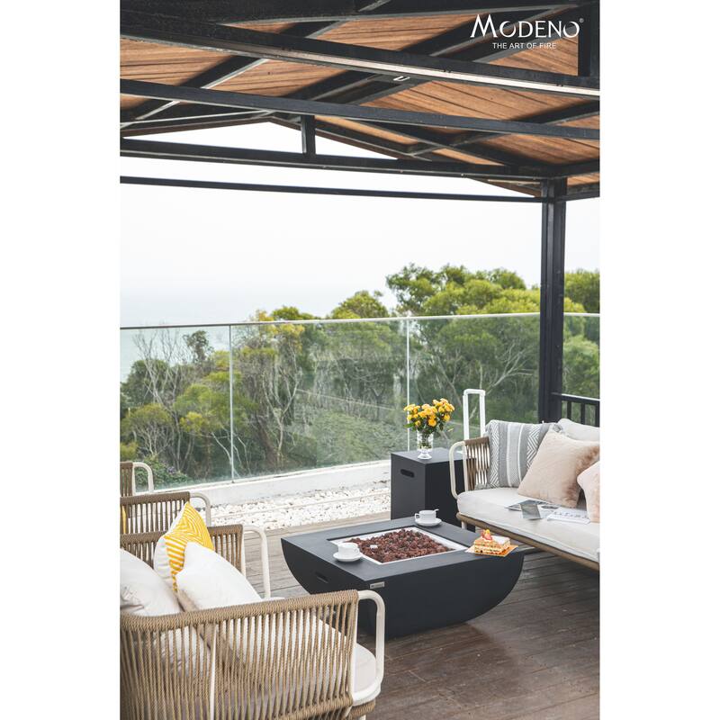 Modeno Aurora 50,000 BTU Black Concrete Propane Fire Table with Lava Rocks & Cover