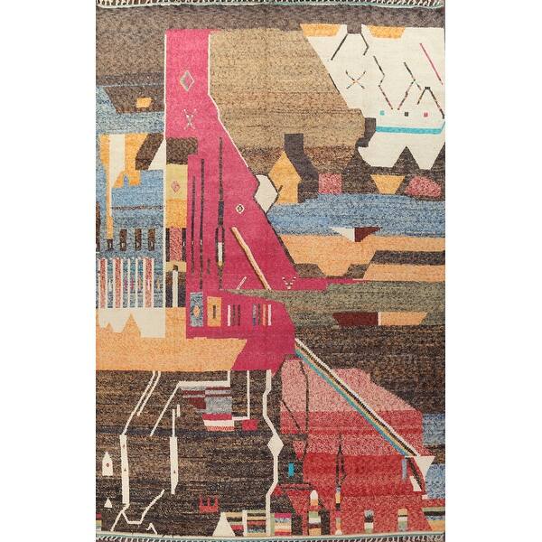 slide 1 of 18, Modern Abstract Moroccan Oriental Area Rug Handmade Large Wool Carpet - 11'9" x 15'10"