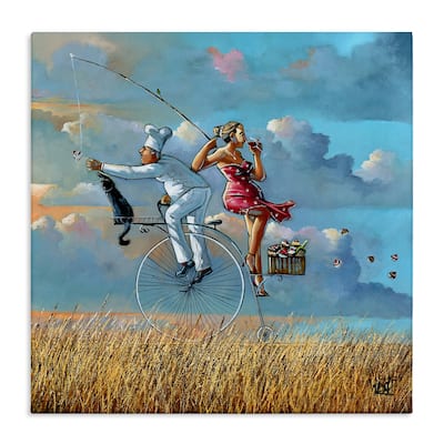 Stupell Charming Lady & Chef Bicycle View Canvas Wall Art Design By Ronald West