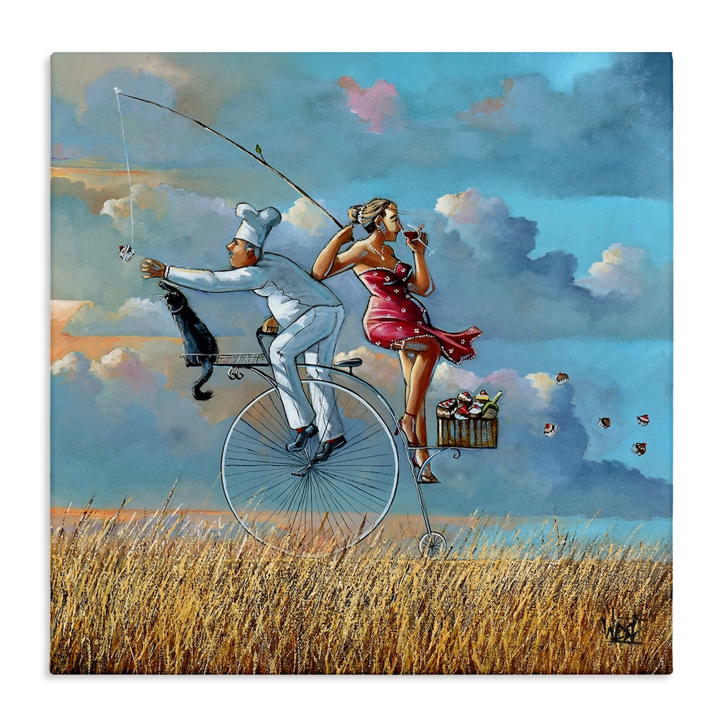 Stupell Charming Lady & Chef Bicycle View Canvas Wall Art Design By Ronald West