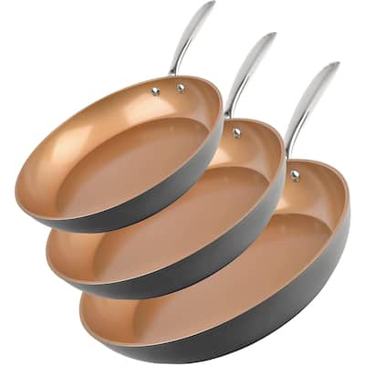 Gotham Steel Pro Hard Anodized 3 Pack Nonstick Fry Pan Set - 8'' 10'' and 12''