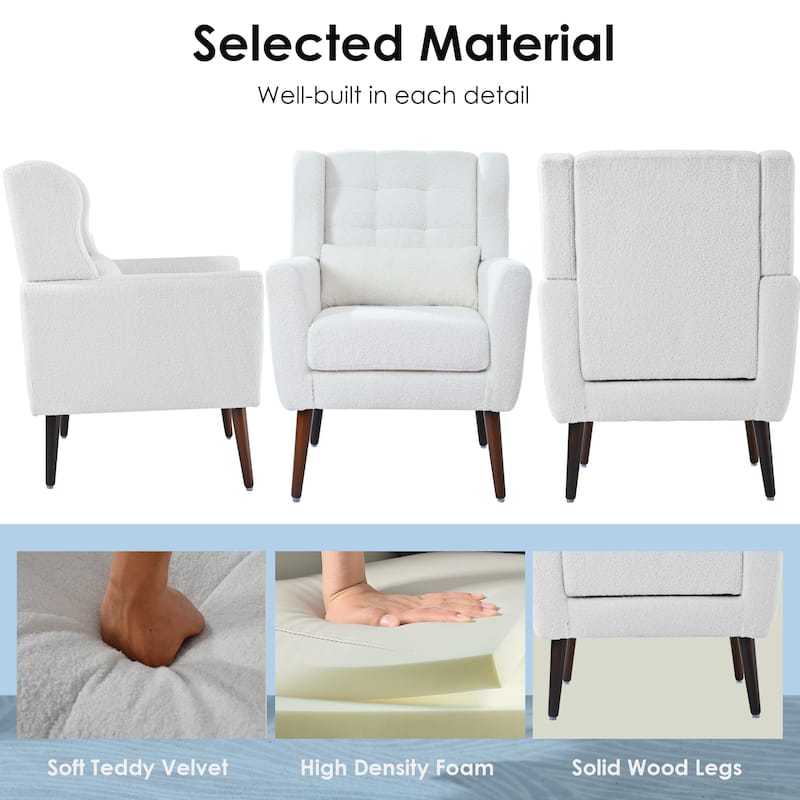 Reception Chair Side Chair Padded Chair Office Chair Lobby Chair with Wood Legs, Modern Corner Chair Leisure Chair