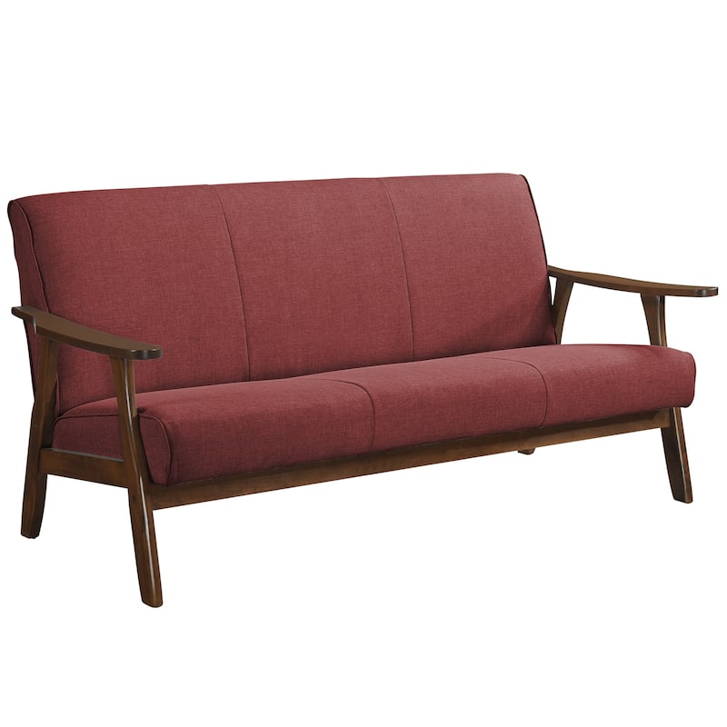 CraftPorch Wenge Wood Mid-Century Modern Linen Sofa