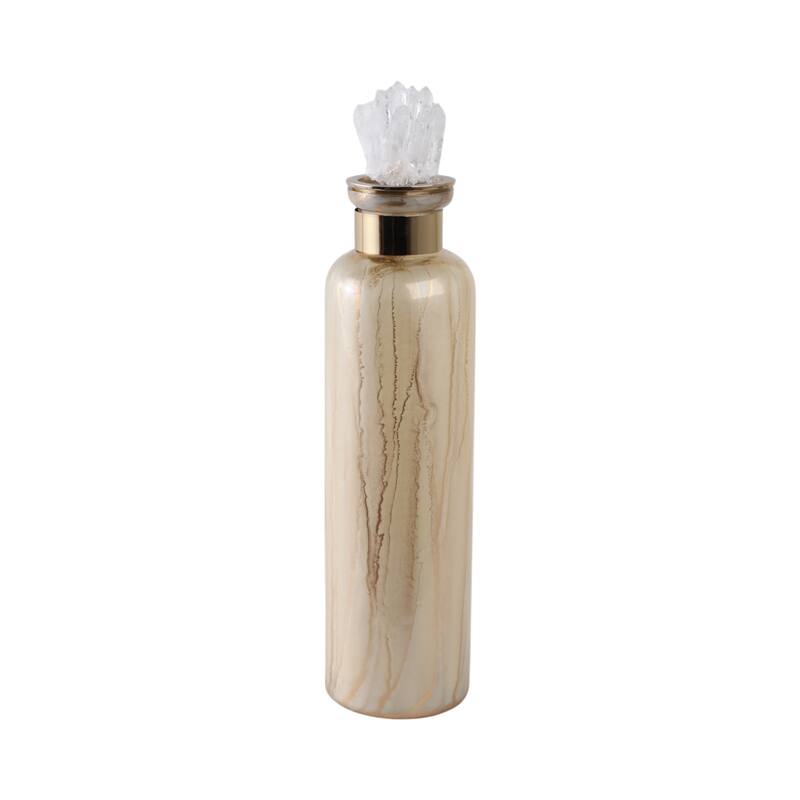 Glass Decorative Vase Glam Accent with Stone Details Modern Style