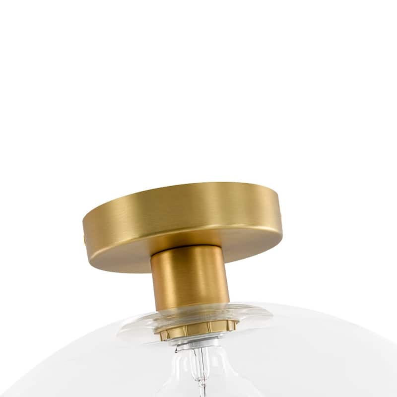 1-Light Simple Glass Dome Shade Semi Flush Mount 11.8 Inches