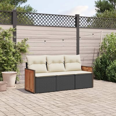 vidaXL Patio Sofa Set with Cushions Outdoor Conversation Furniture Poly Rattan