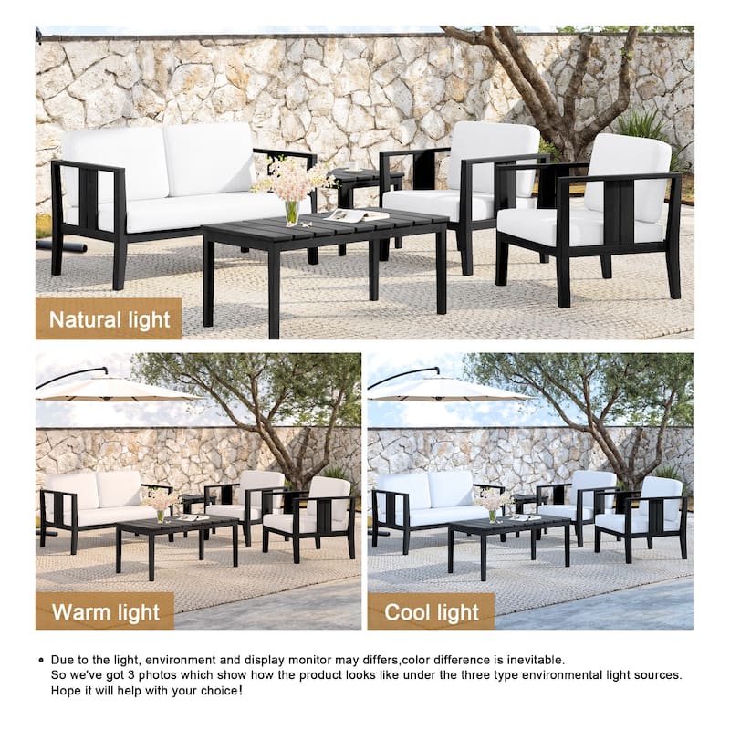 5-Piece Teak Wood Outdoor Conversation Set