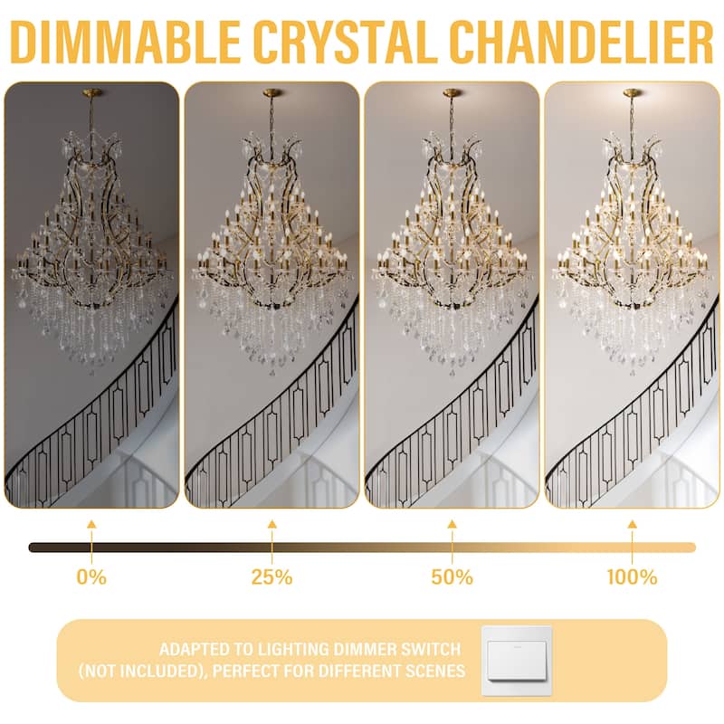 KAYLA Large Crystal Chandelier 28-49in Chandelier Light Fixture Modern Maria Theresa Crystal Chandeliers