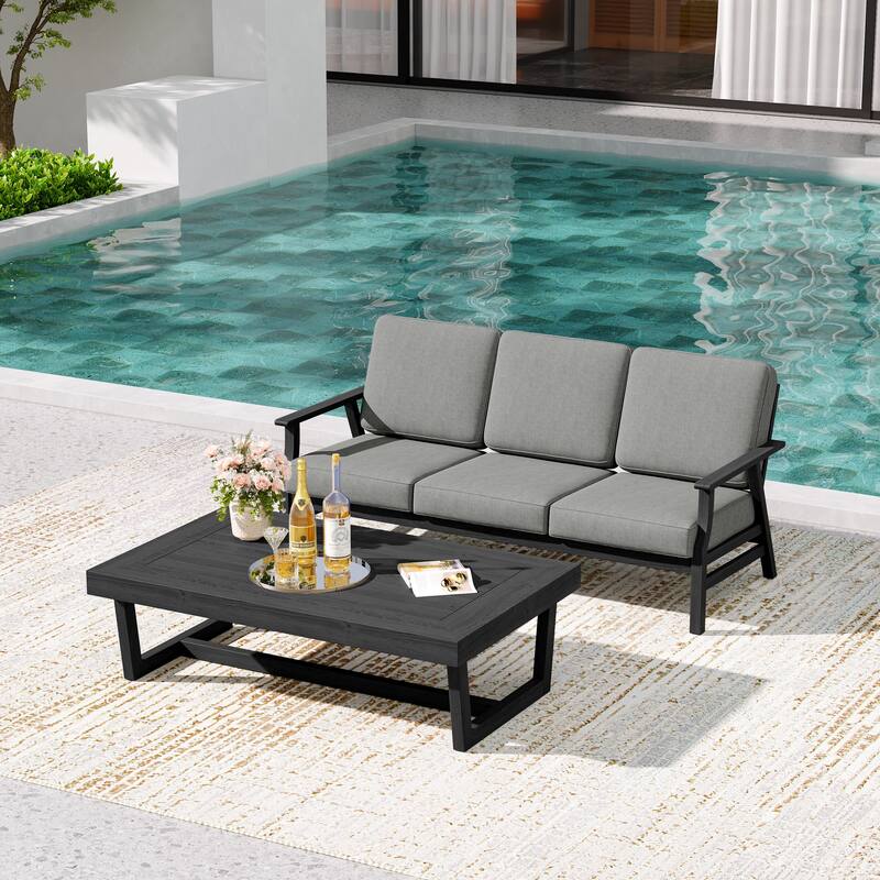2-Piece Teak Outdoor Sofa Set with Table