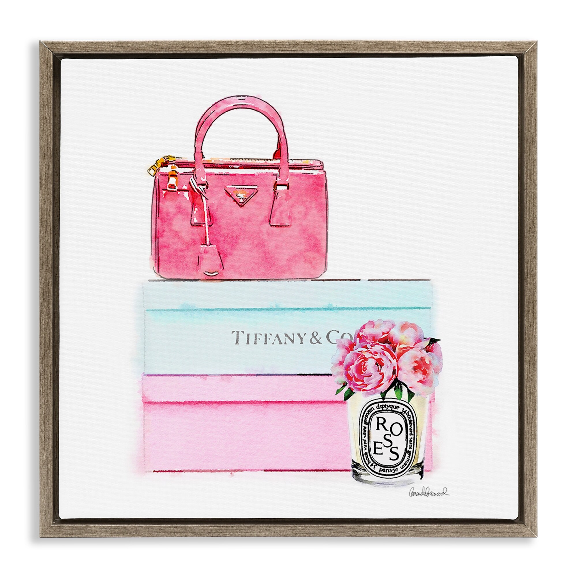 Stupell Fashion Box & Roses Framed Floater Canvas Wall Art Design by Amanda Greenwood