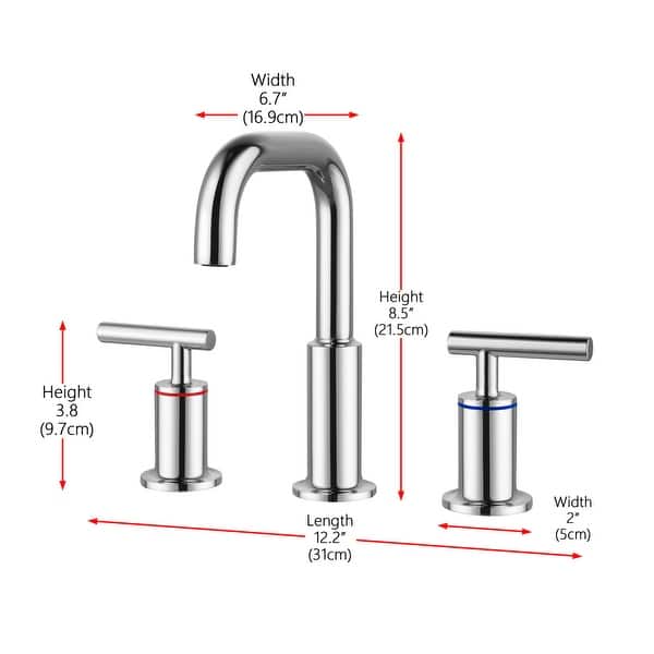 dimension image slide 1 of 3, Elegant Lighting FAV-1010 Tobias 1.5 GPM Widespread Bathroom Faucet