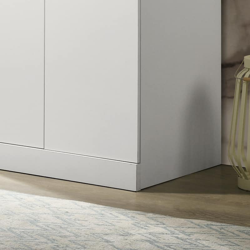 Michael 29.5" White Double Door Wardrobe Cabinet Armoire with Shelf and Hanging Rod - White