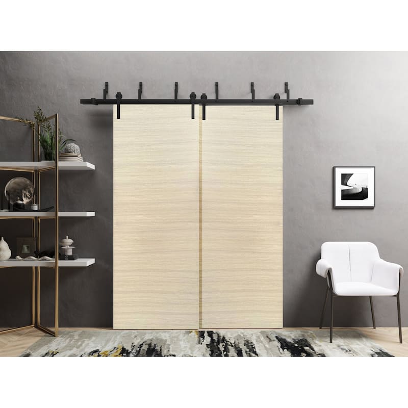 Sliding Closet Barn Bypass Doors 36 x 80 inches | Planum 0010 Natural Veneer | Sturdy 6.6ft Rails Hardware Set
