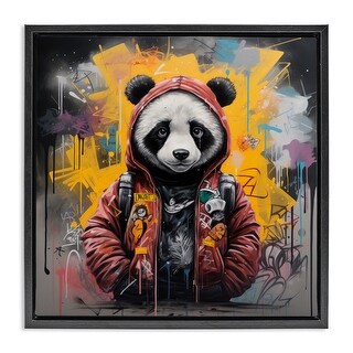 Stupell Urban Graffiti Panda Bear Framed Floater Canvas Wall Art Design ...