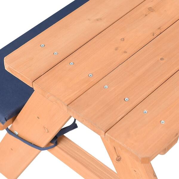 Shop Costway Kids Wooden Picnic Table Bench Set Childrenoutdoor