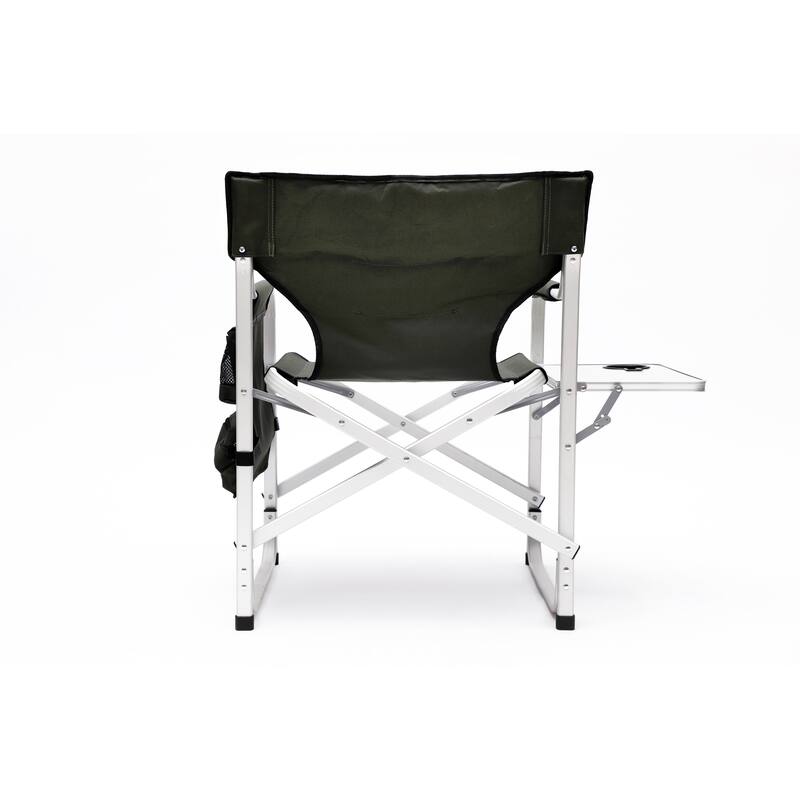 1-piece Padded Folding Outdoor Chair with Side Table and Storage Pockets