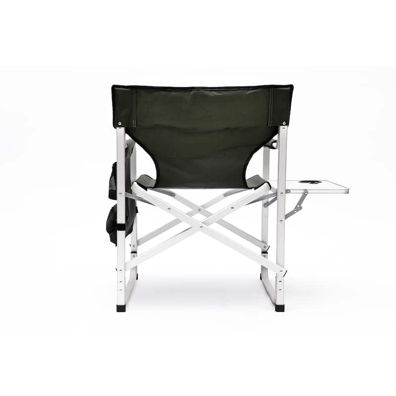 2-piece Padded Folding Outdoor Chair with Side Table and Storage Pockets
