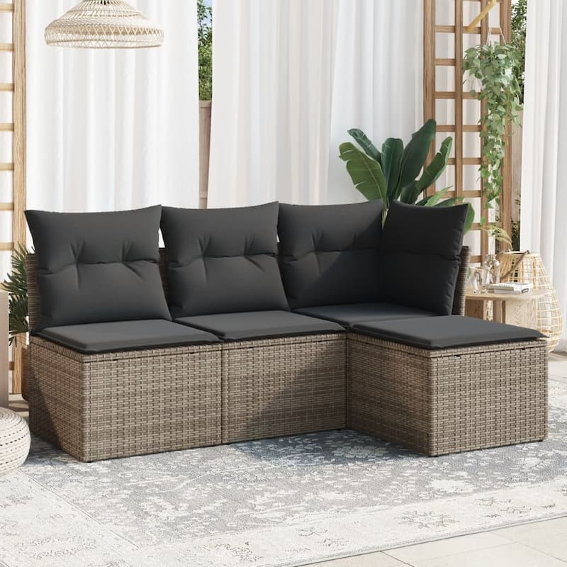 vidaXL Garden Sofa Set Grey PE rattan Medium Modular Garden Sofa Set - 21.7 x 21.7 x 14.6