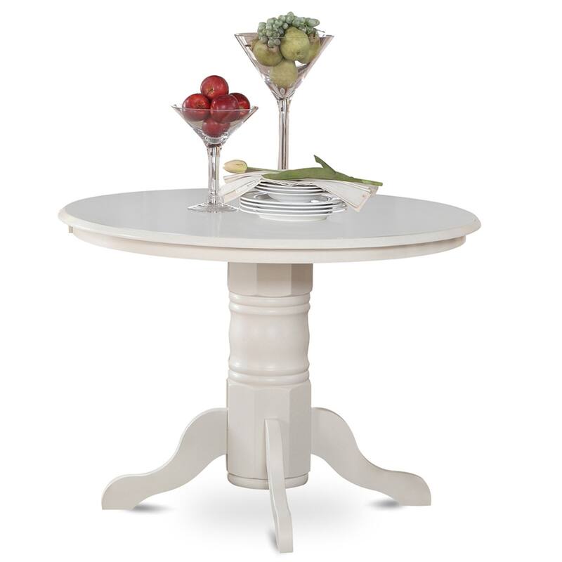 HomeStock 5-Piece Round Linen White Finish Solid Wood Top Dining table with 4 Chairs with Lattice Back