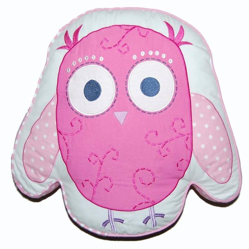 Cozy Line Pink Owl Cotton Quilt Bedding Set with Decorative Throw Pillows
