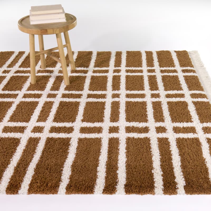 Don Geometric Stripe Area Rug - Rust - 5'3" x 7'