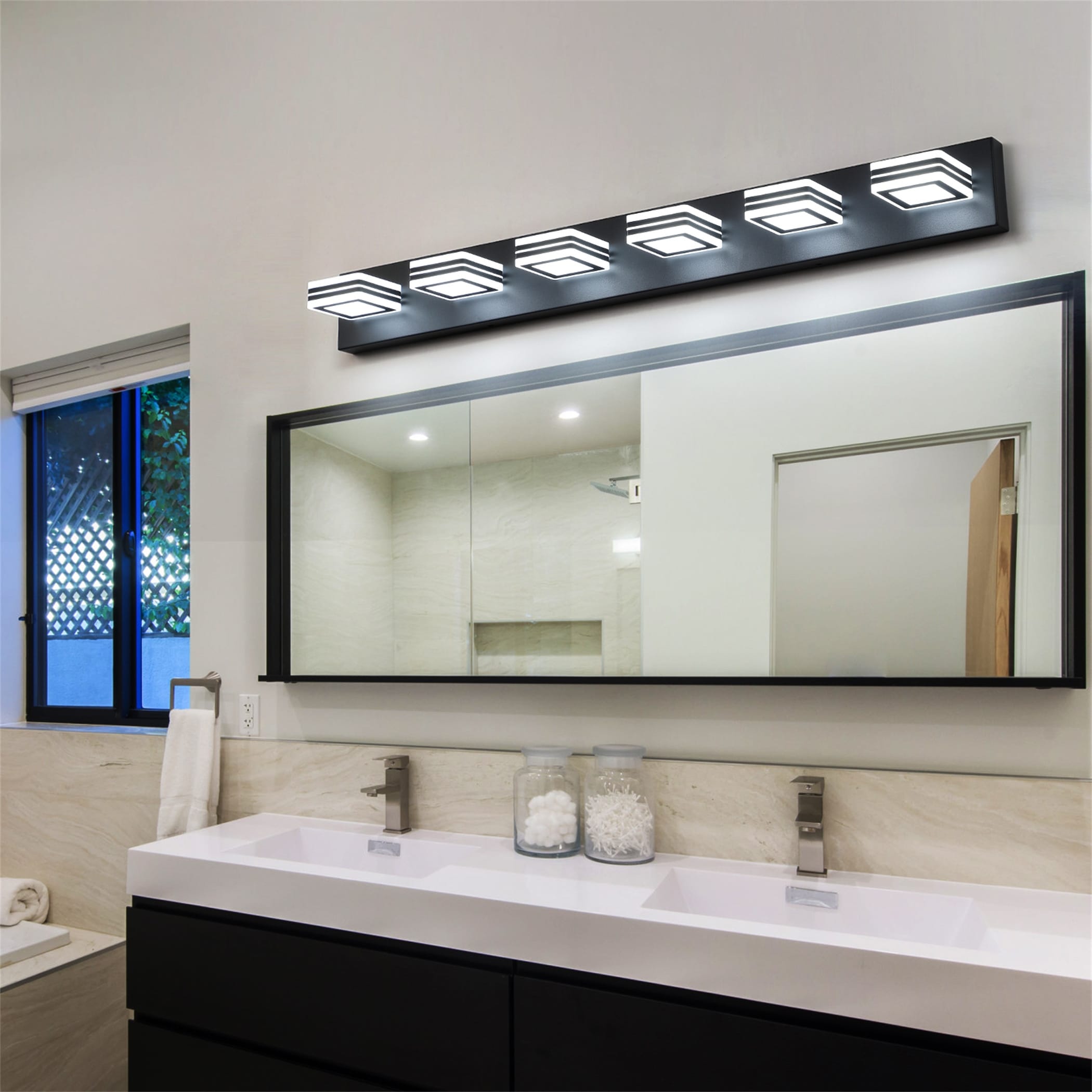 5-Lights Acrylic Matte Black Bathroom Vanity Lights