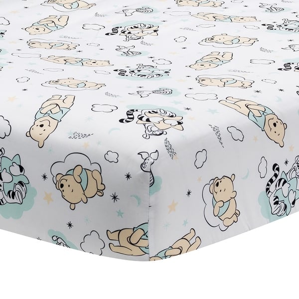 slide 2 of 5, Lambs & Ivy Disney Baby Winnie the Pooh Hugs White Fitted Crib Sheet