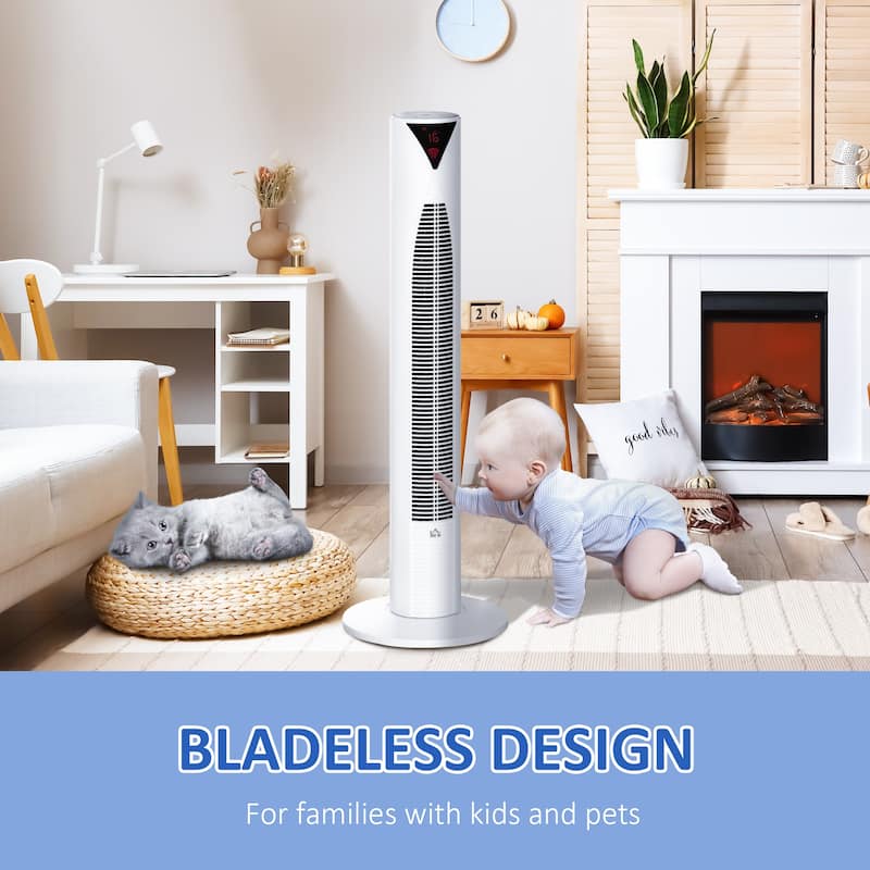 38" Oscillating Tower Fan With 12h Timer