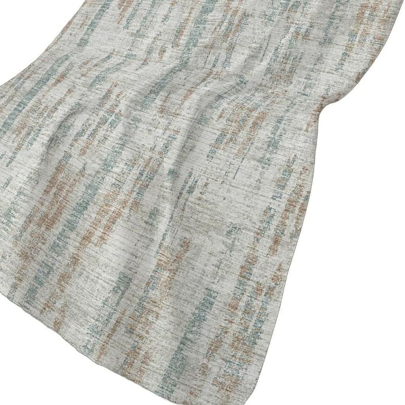 HomeRoots 50" X 70" Ivory And Blue Abstract Polyester Woven Plush Throw Blanket