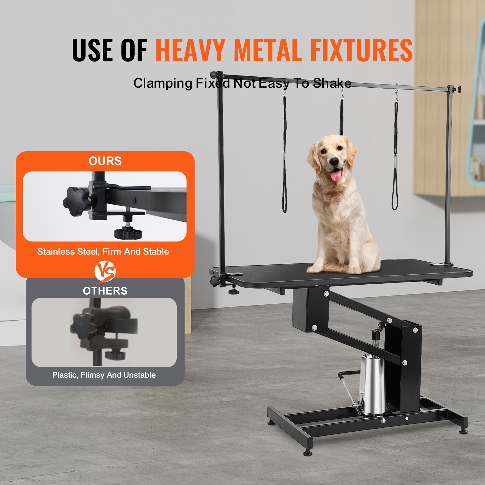 VEVOR 43 Hydraulic Pet Grooming Table Heavy Duty Dog Grooming Arm for Medium Small Dogs