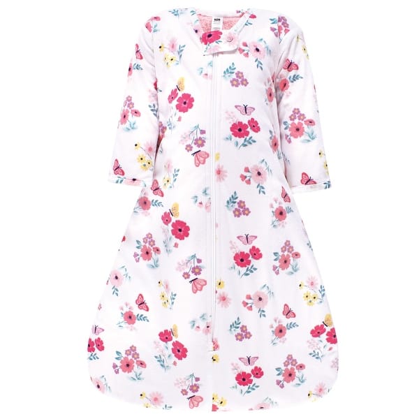 slide 2 of 2, Hudson Baby Girls Long Sleeve Plush Faux Fur Sleeping Bag, Wearable Blanket, Butterfly Floral 0-6 Months - Butterfly Floral