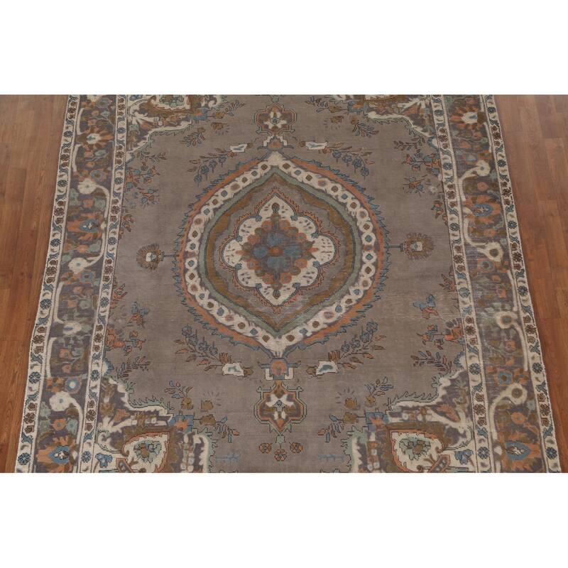 Over-Dyed Tabriz Persian Vintage Rug Hand-Knotted Wool Carpet - 6'10"x 9'2"