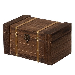 Vintiquewise Rectangular Wooden Treasure Chest Rustic Dark Wood ...