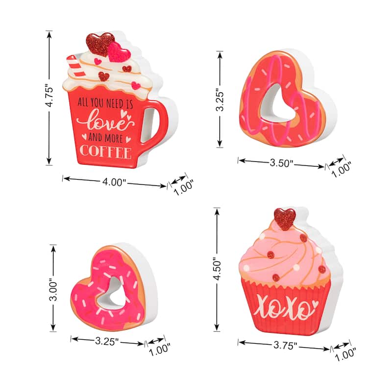 Glitzhome 4.75"H Set of 4 Valentine's Epoxy Block Table Decor - 4.75''H