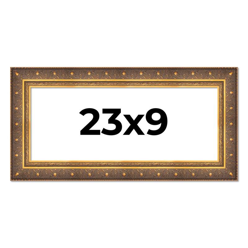 23x9 Frame Vintage Gold Solid Wood Picture Frame | 2.5 Inch Moulding