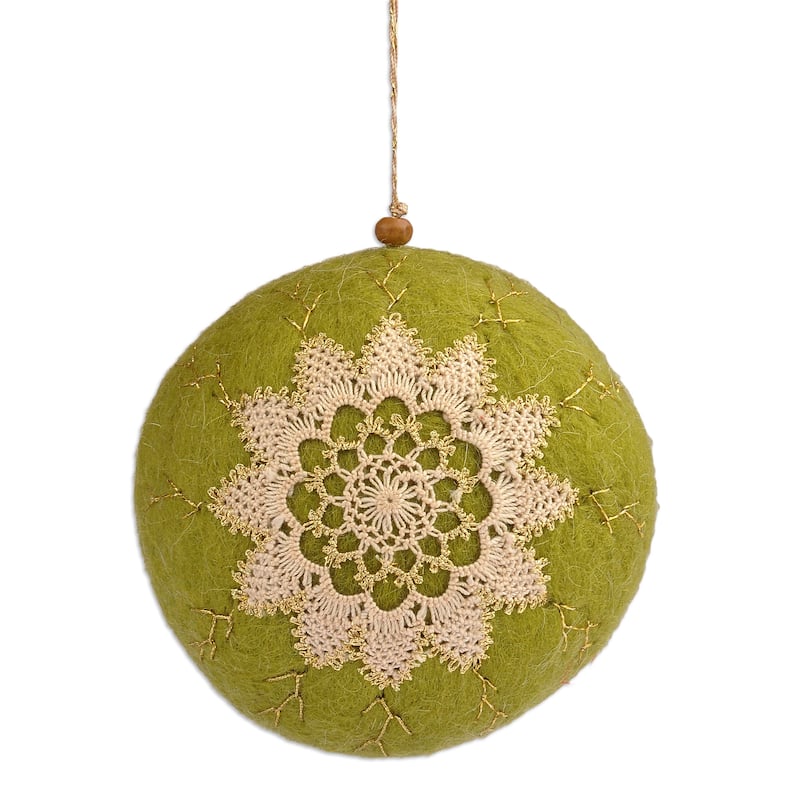 Novica Handmade Armenia Gardens Embroidered Wool Felt Ornament