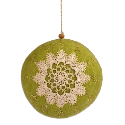 Novica Handmade Armenia Gardens Embroidered Wool Felt Ornament