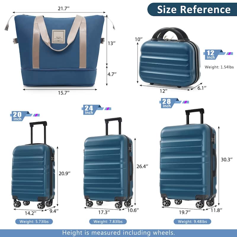 Hardshell ABS Luggage Set - Lightweight & Durable Suitcases with Dual Spinner Wheels, Carry-On & Check-In Sizes