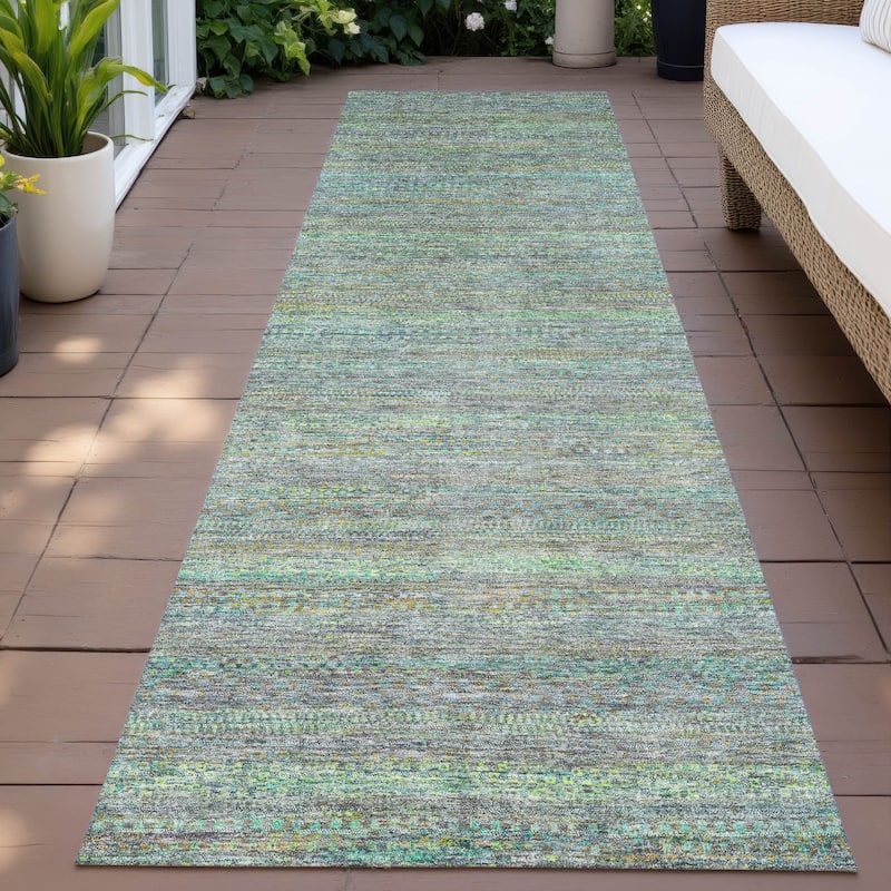 Machine Washable Indoor/Outdoor Modern Stripes Chantille Rug - Pewter - 2'3" x 7'6"