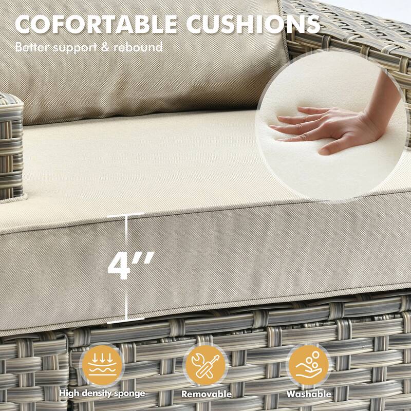 XIZZI 9-piece Outdoor Patio Wicker Furniture Swivel Chair Set